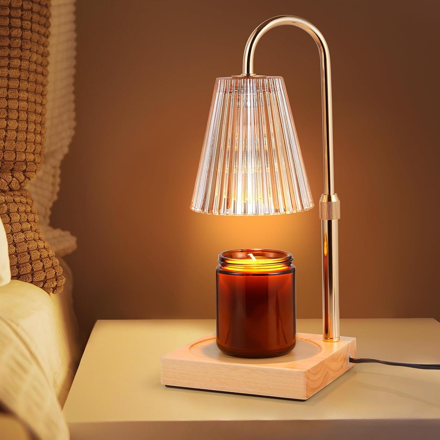 Nouvelle lampe de fusion de cire à minuterie réglable avec fonction d'éclairage à double usage, lampe chauffante pour bougie d'aromathérapie simple et sans fumée