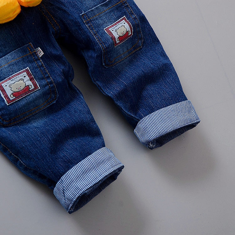 Cartoon Baby Boy Clothes Denim Pants Elastic Waist Trousers Children's Jeans