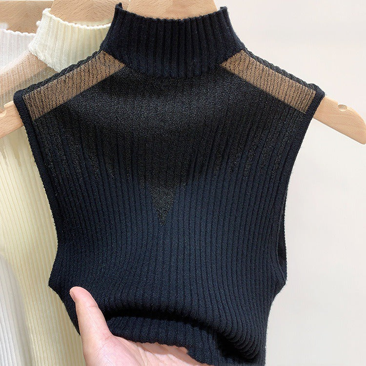 Hollow out tank top for women's inner layer with bottom knit sweater new sleeveless top for spring and autumn