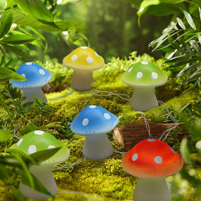 Resin solar lamp transparent colored mushroom string lamp