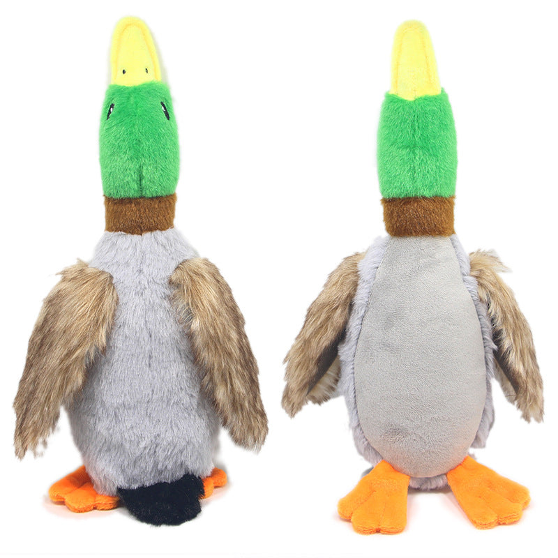 Nuevo juguete para mascotas, pato de peluche con sonido, juguete para perros de 28 cm, simulación de pato salvaje, suministros para mascotas