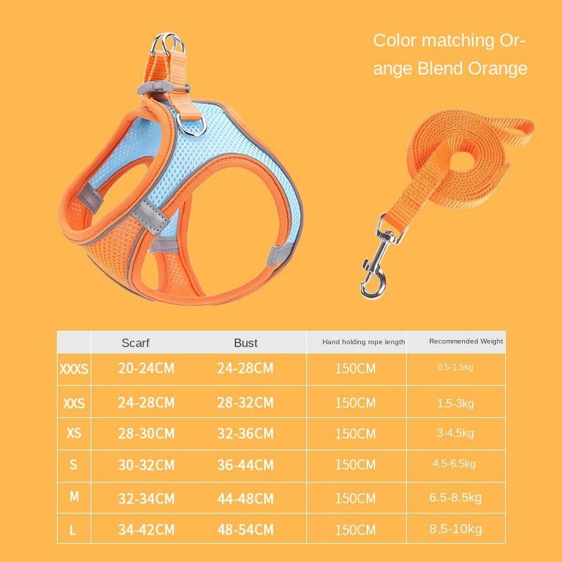 Suministros para mascotas Chaleco Correa para mascotas Correa para el pecho para perros y gatos Cadena reflectante transpirable para pasear perros