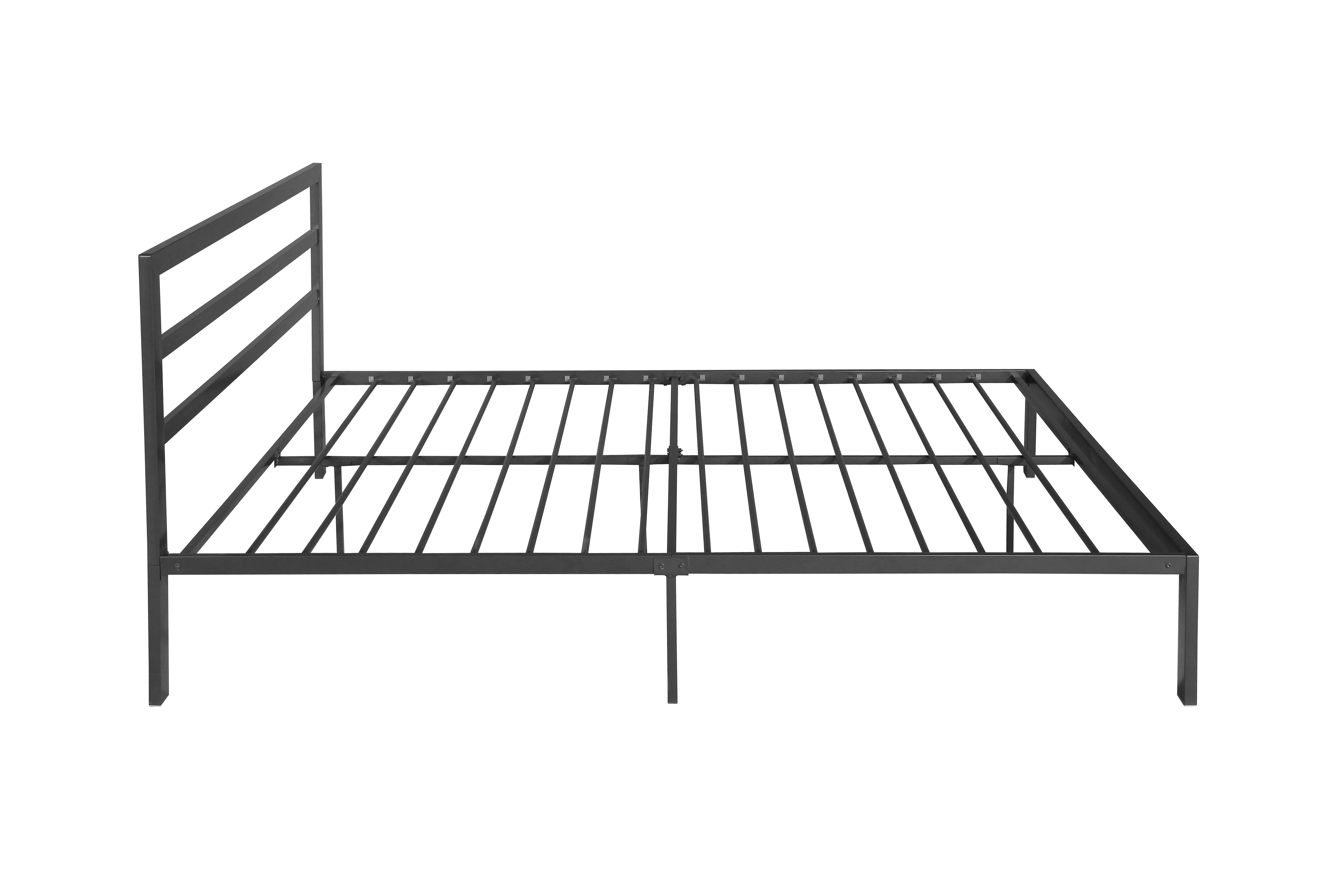 Cadre de lit Queen Size en métal avec tête de lit gris anthracite