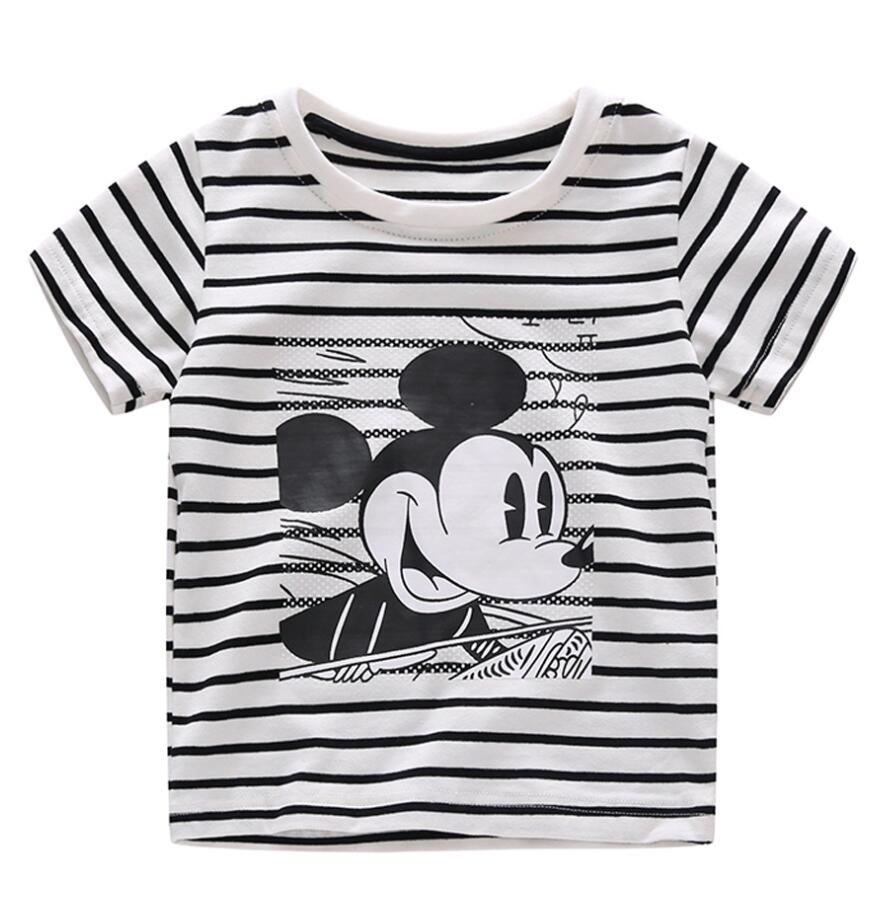 Infant Boys Girls Summer Cartoon Striped T Shirt + Denim Shorts Clothes 2pcs Sets Children Kids Hole Jeans Clothing