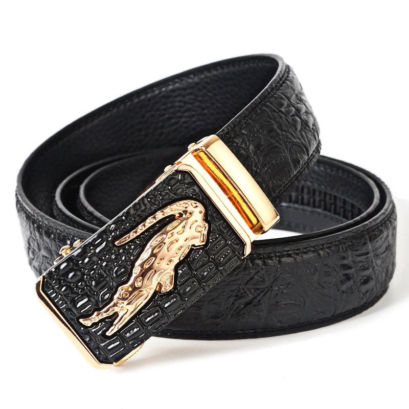 Ceinture en cuir véritable à motif crocodile