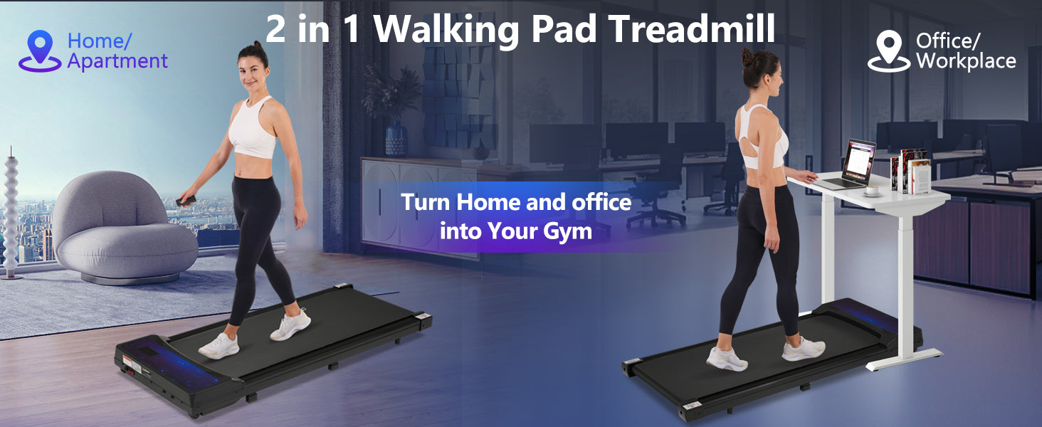 New 8.10 Walking Pad Under Home Desktop Treadmill -2.5HP Walking Treadmill 0.6-4MPH 300LBS Capacity Remote Control Battery