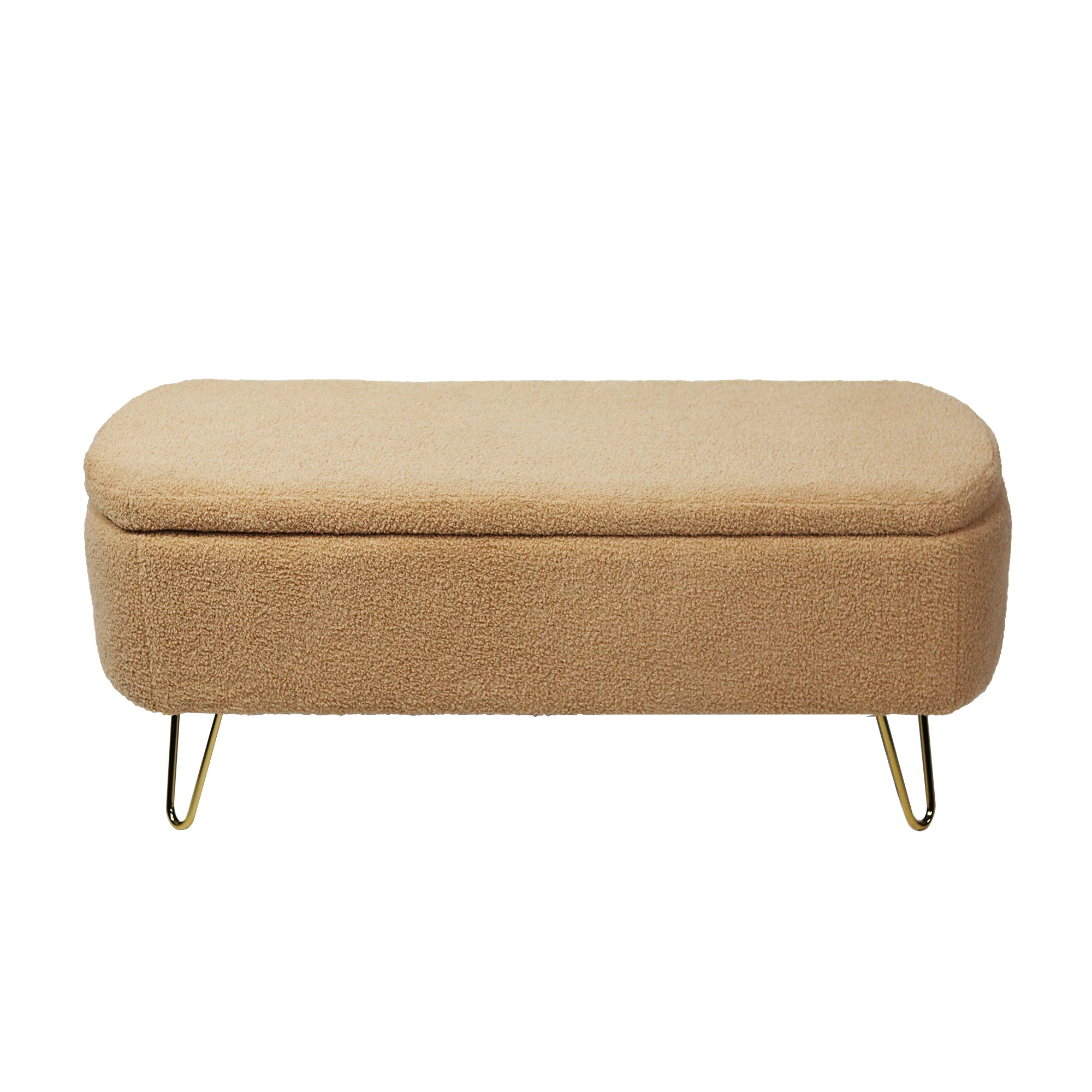 Camel Storage Ottoman Bench for End of Bed Gold Legs