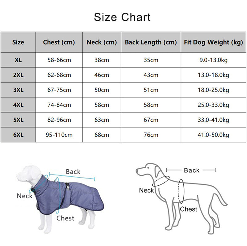 Reflective Warm Large Pet Dog Jacket Cotton Padded Clothes