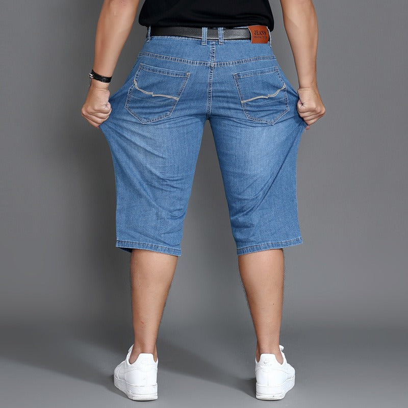 Oversized Denim Shorts Thin Men Fat Men Enlarged Denim Shorts Summer Fat Men Loose Fitting High Waisted Stretch Jeans