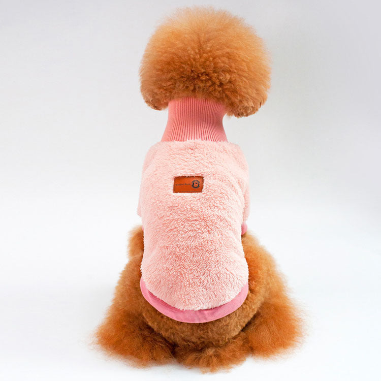 Winter New High Quality Pet Clothes Coral Fleece Solid Color Turtleneck Dog Clothes Pet Supplies