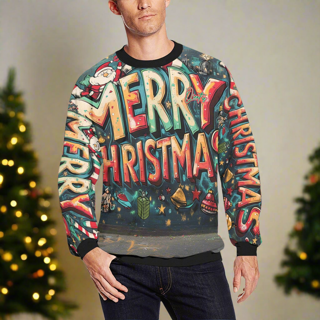 QREATRZ Merry Men's Fuzzy Sweatshirt