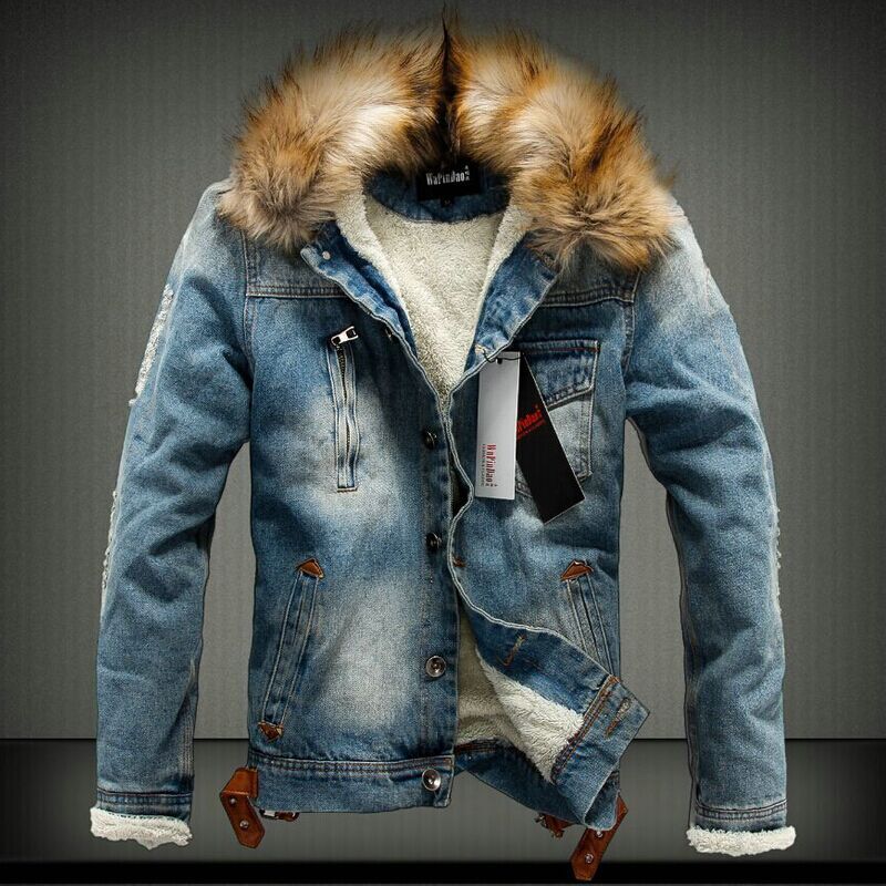 Men Thick Style Jeans Jacket Coat