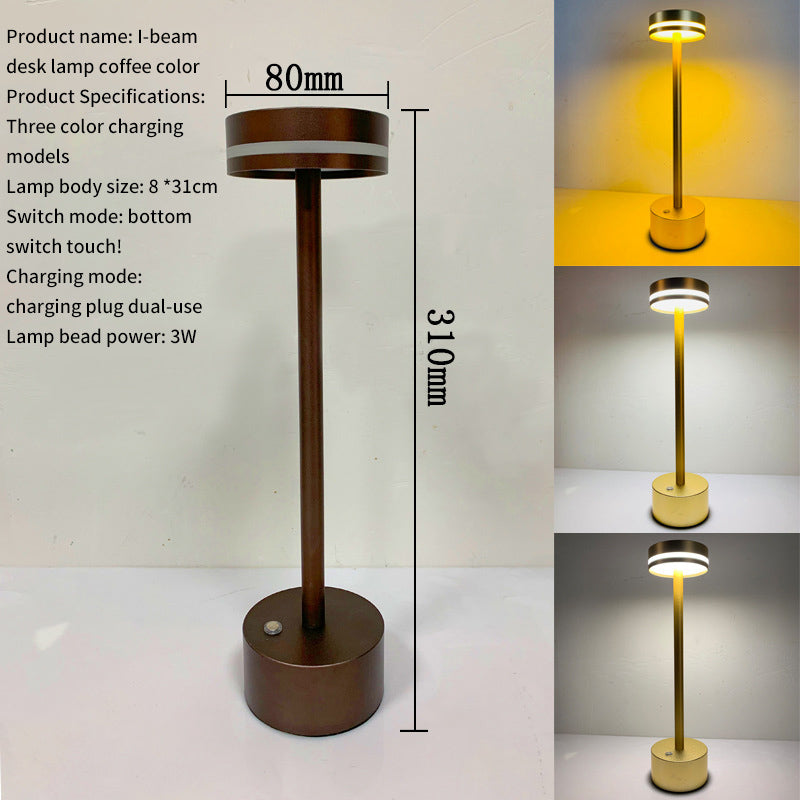 LED Metal Nordic Table Lamp Bedroom Bedside Rechargeable Table Lamp Eye Protection Small Night Lamp Creative Restaurant Bar Table Lamp