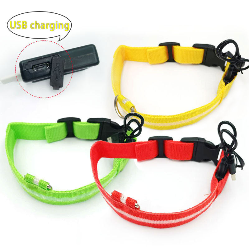 Led Pet Collar Glow Collar Pet Belt Mesh Rechargeable Neck Ring Usb Rechargeable Dog Cord Collar Battery