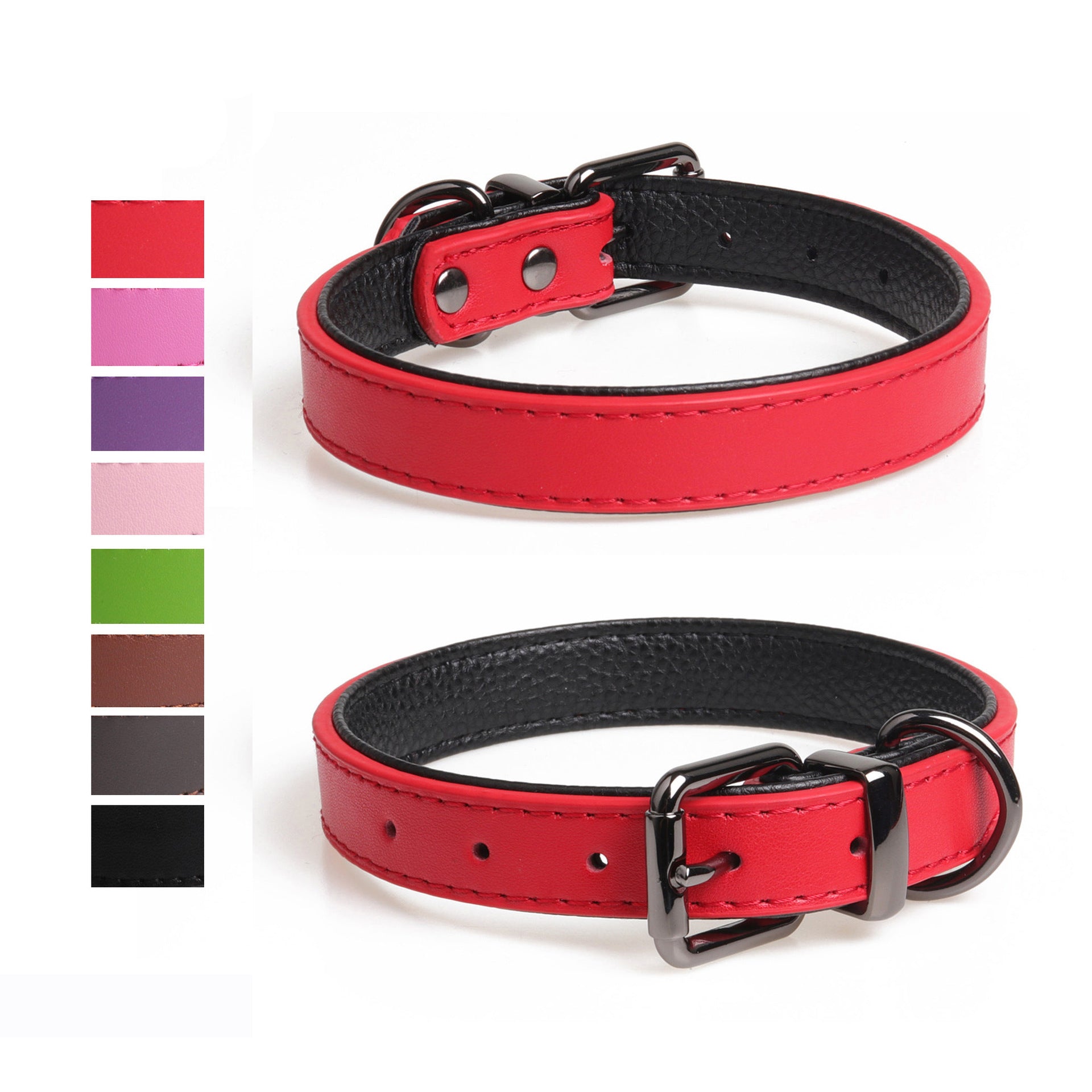 New High-Quality Leather Pet Collar Soft Double Leather Collar