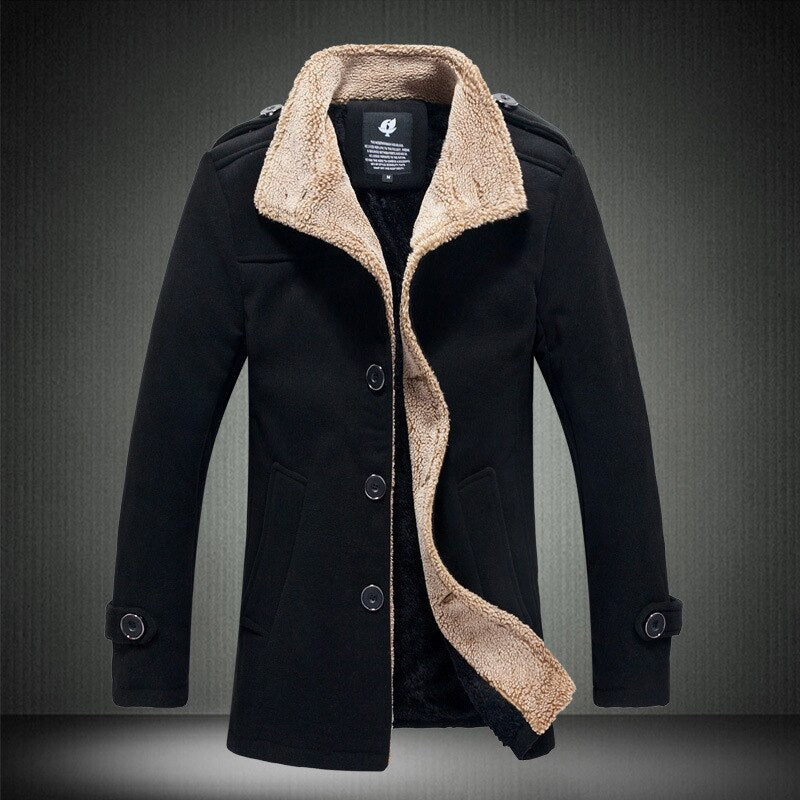 Chaqueta de invierno para hombre, de forro polar y terciopelo, gruesa y cálida, de corte entallado, para exteriores, cortavientos, larga 