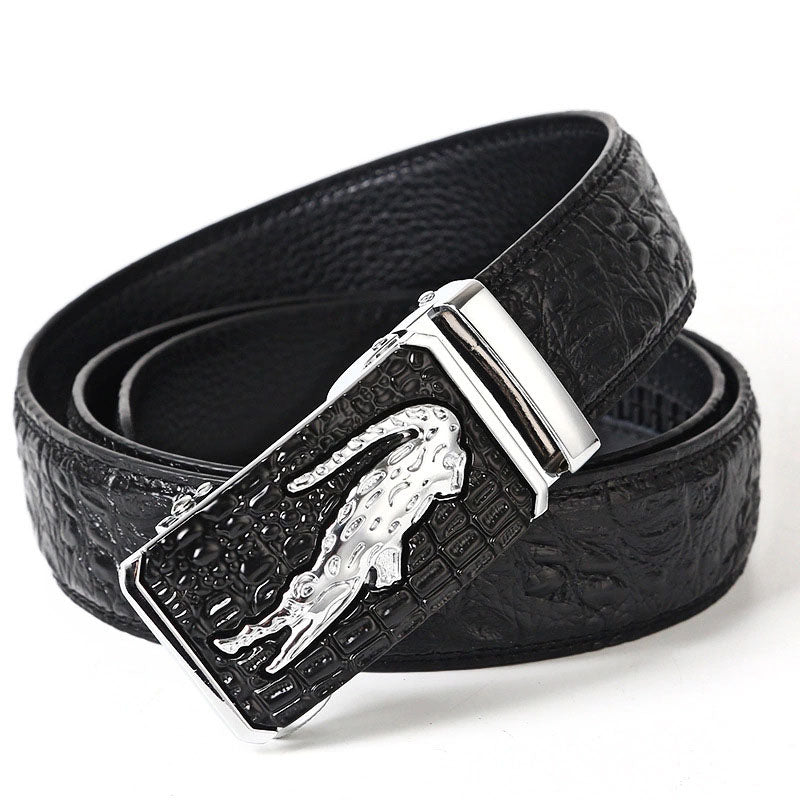 Ceinture en cuir véritable à motif crocodile