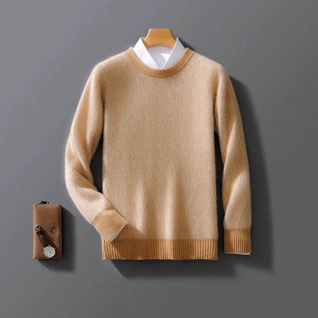 Autumn And Winter New Cashmere Sweater Men's Round Neck Loose Pullover Wool Knitted Bottoming Shirt Business Sweater