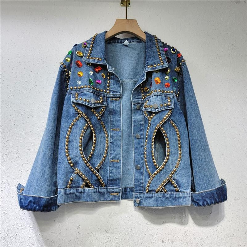 Veste en jean décontractée à manches longues pour femme