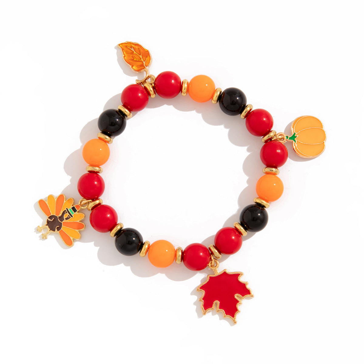 Thanksgiving Creative Maple Leaf Pendant Alloy Bracelet Personalized Letter Pumpkin Bead Bracelet