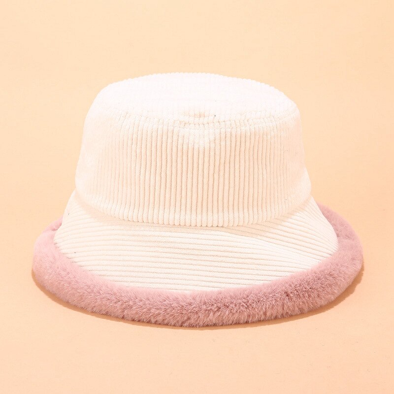 Autumn Winter Bucket Hats Women Corduroy Panama Hat Thick  Warm Plush Fisherman Cap For Girl crimping Basin Hat kapelusz