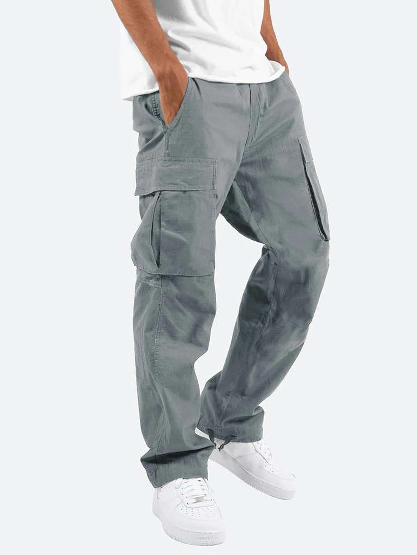 Salopette pour hommes de nouveau style, pantalon décontracté à poches multiples avec cordon de serrage