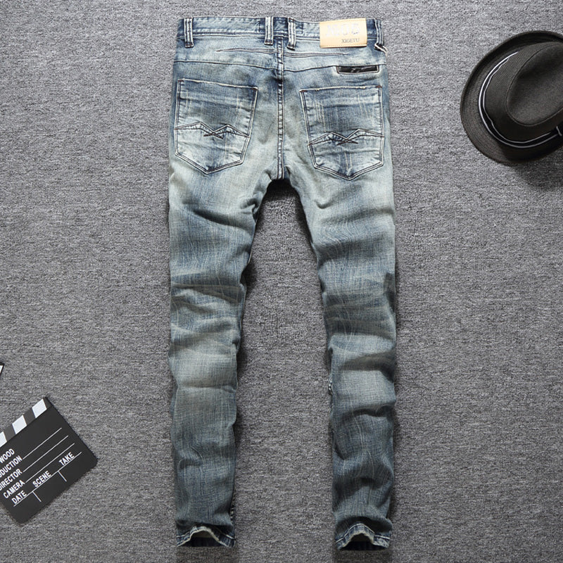 Italian Designer Men Jeans High Quality Slim Fit Cotton Ripped Jeans Homme Plus Size 29-38 Balplein Brand Classical Jeans Men