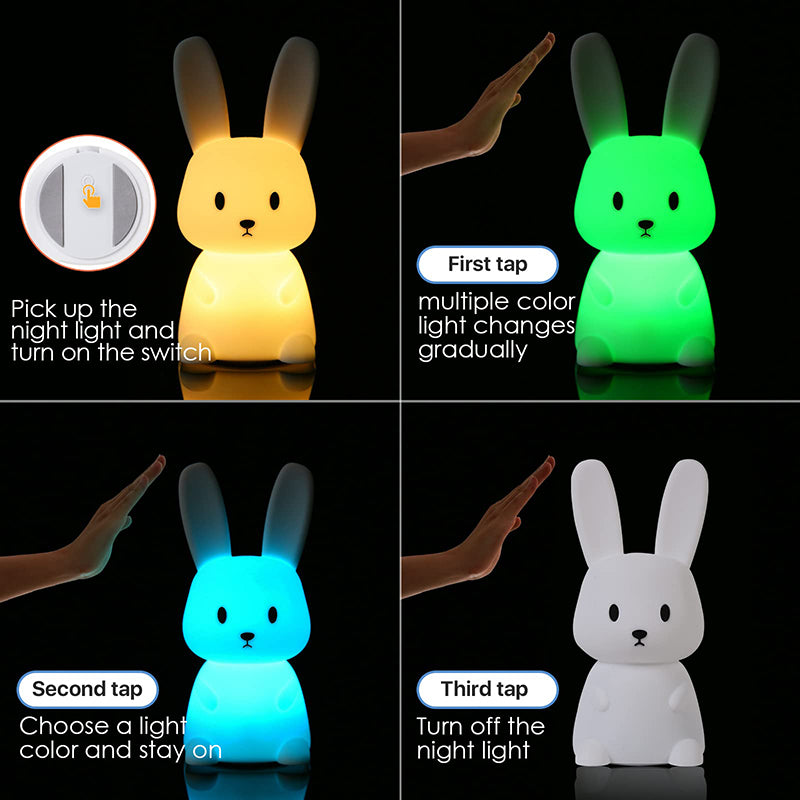 Rabbit Silicone Table Lamp Bedroom Bedside Lamp Sleeping Baby Feeding Eye Care Children Sleeping Paip Gradient Lamp