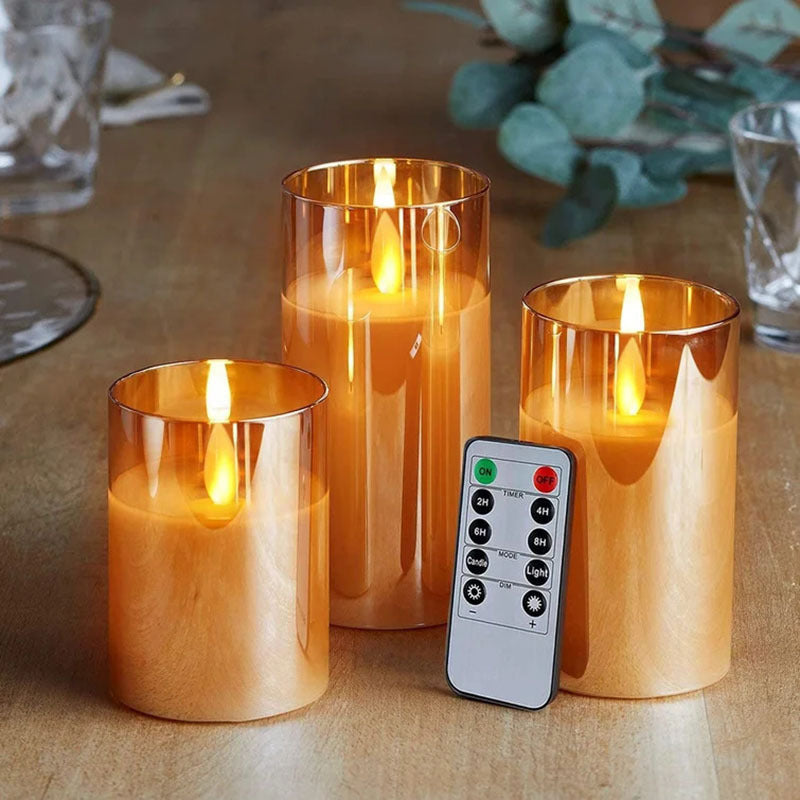 Electroplated Glass LED Electronic Candle Lamp Rechargeable Remote Control Candle Lamp