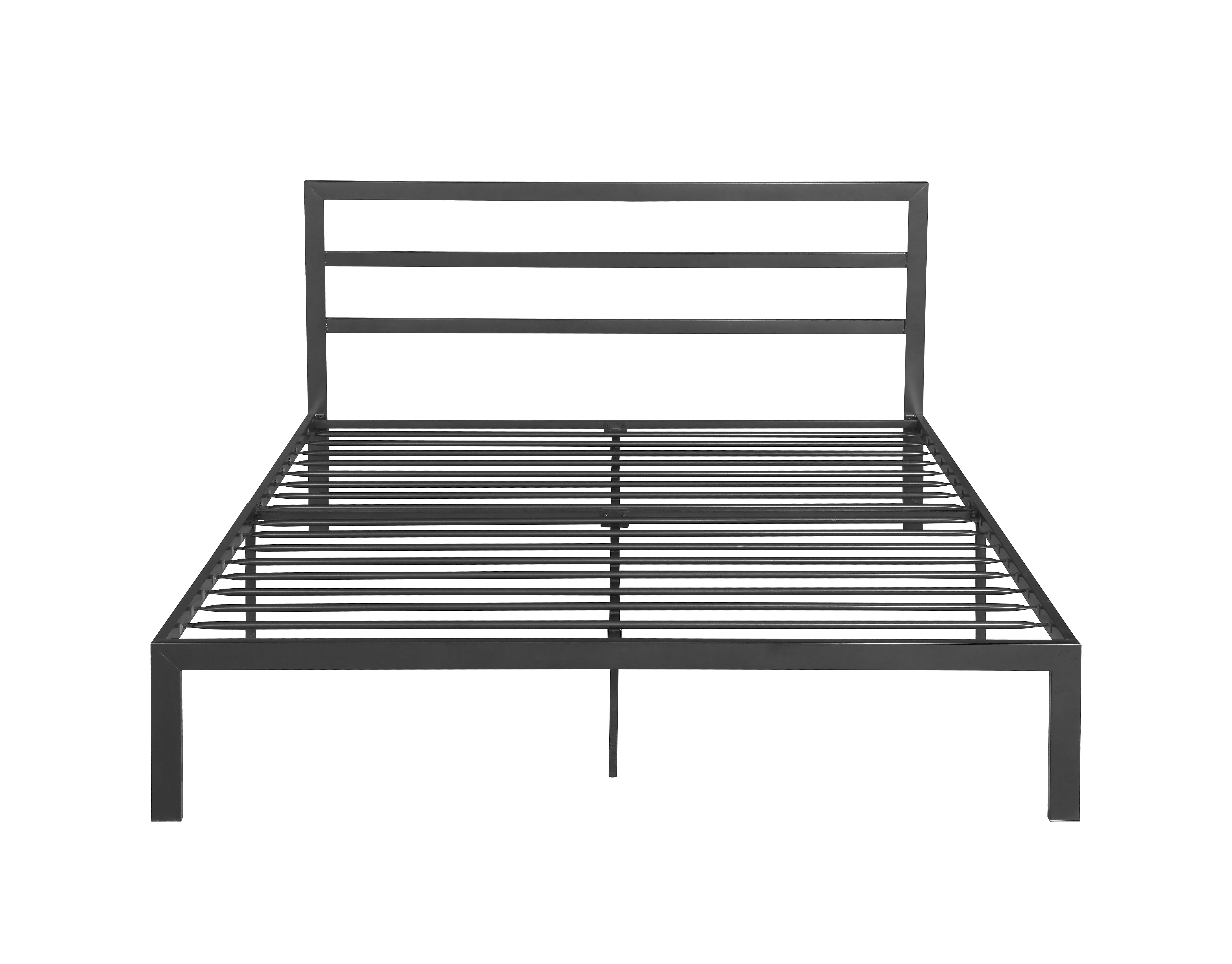 Cadre de lit Queen Size en métal avec tête de lit gris anthracite