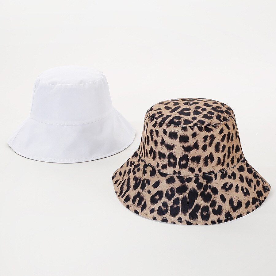 Chapeau seau léopard noir à deux côtés pour femmes et hommes, chapeau de soleil réversible Panama, chapeau d'été pour dames, protection solaire de plage, chapeaux de pêcheur 