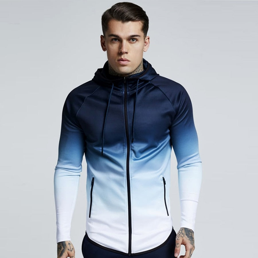 Chaqueta de running con capucha para hombre, ropa deportiva para entrenamiento en gimnasio, jersey de senderismo, abrigo a prueba de viento, chaquetas para correr al aire libre, chándal para hombre