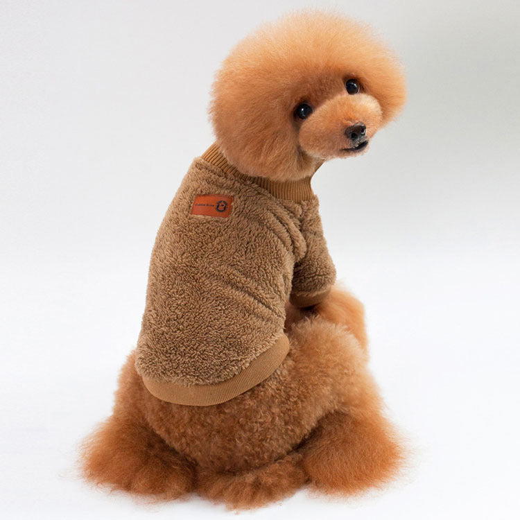 Winter New High Quality Pet Clothes Coral Fleece Solid Color Turtleneck Dog Clothes Pet Supplies