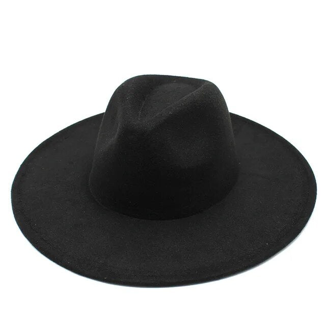 Sombrero Fedora clásico de ala ancha, de lana en blanco y negro, para hombre y mujer, plegable, para invierno, para bodas, iglesias, jazz 