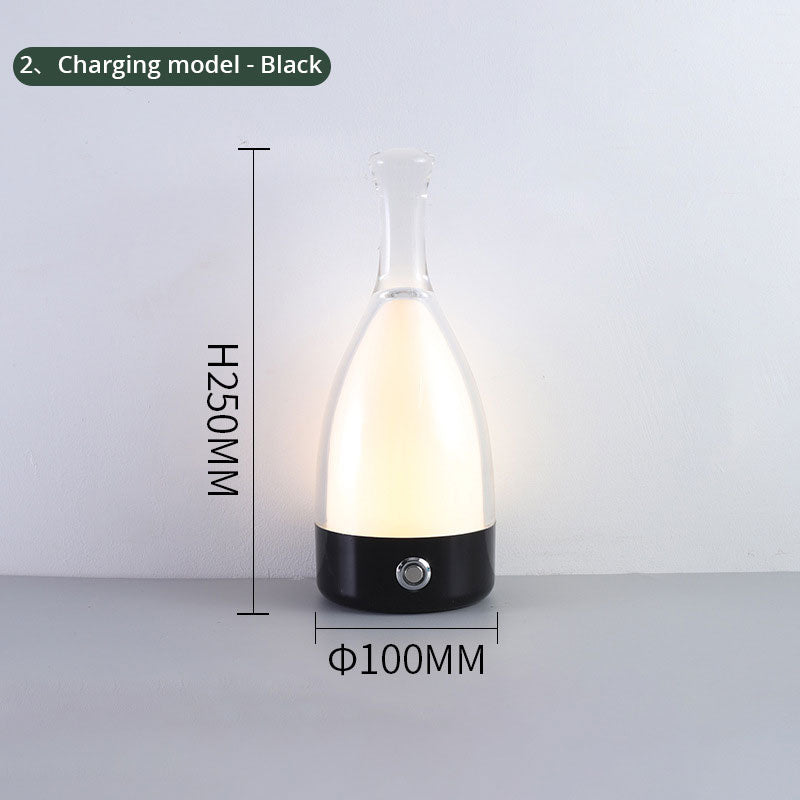 Wine Bottle Table Lamp INS Wind Light Luxury Creative Bedroom Bedside Lamp Net Red Clear Bar Decoration Charging Table Lamp