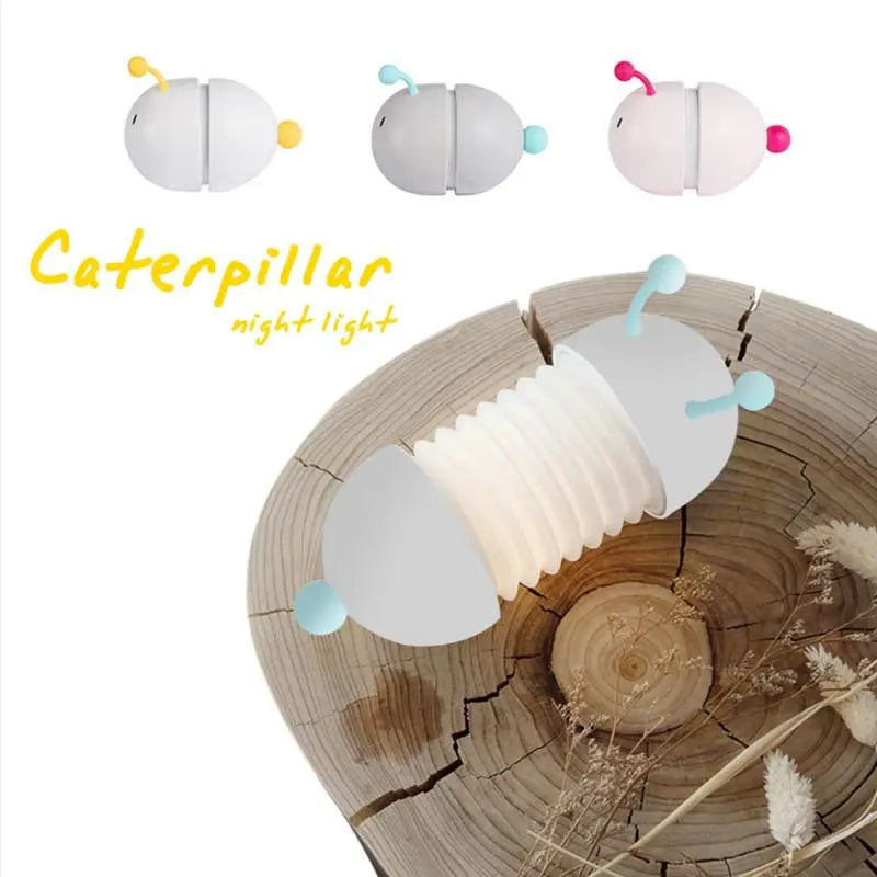 Magnetic Suction Caterpillar LED Night Light Folding Led Lamp Cartoon Toy Lamp