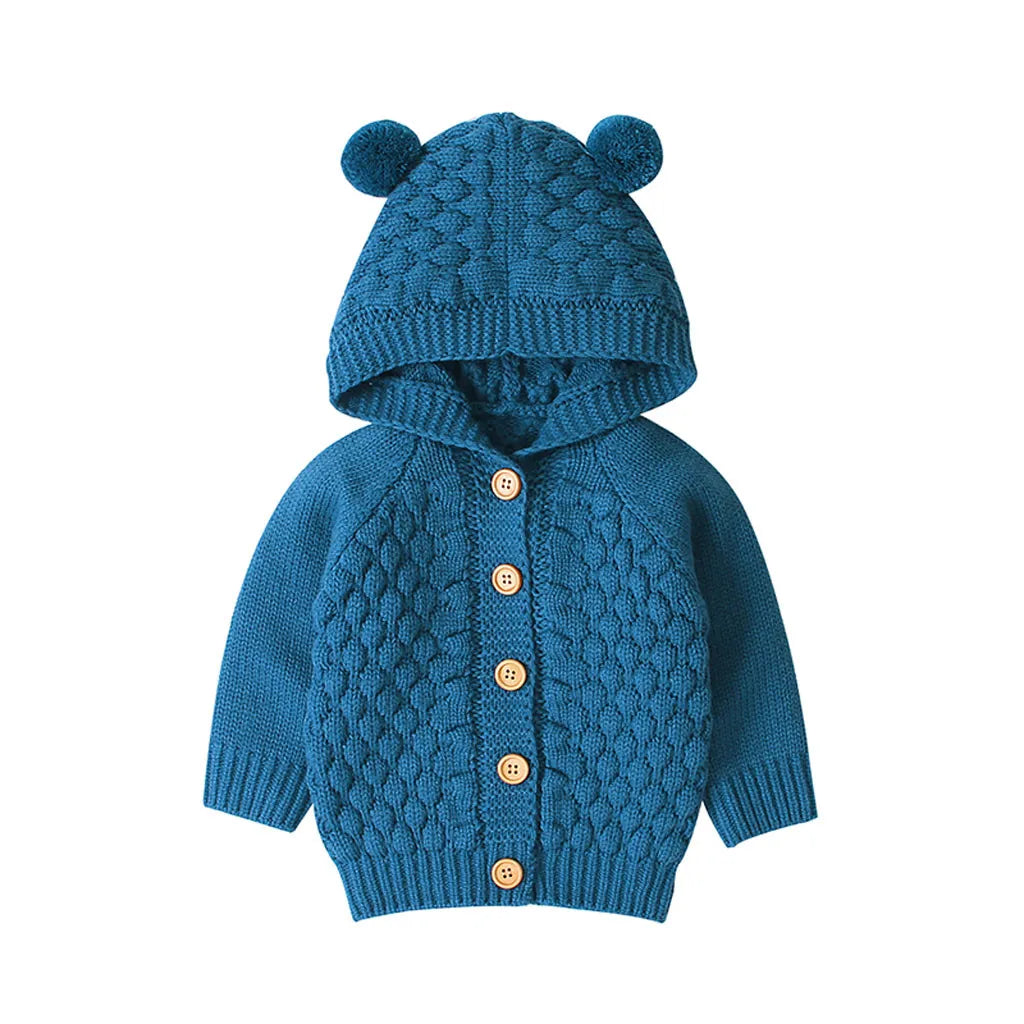 Children's Sweater Fur Ball Hooded Knitted Jacket