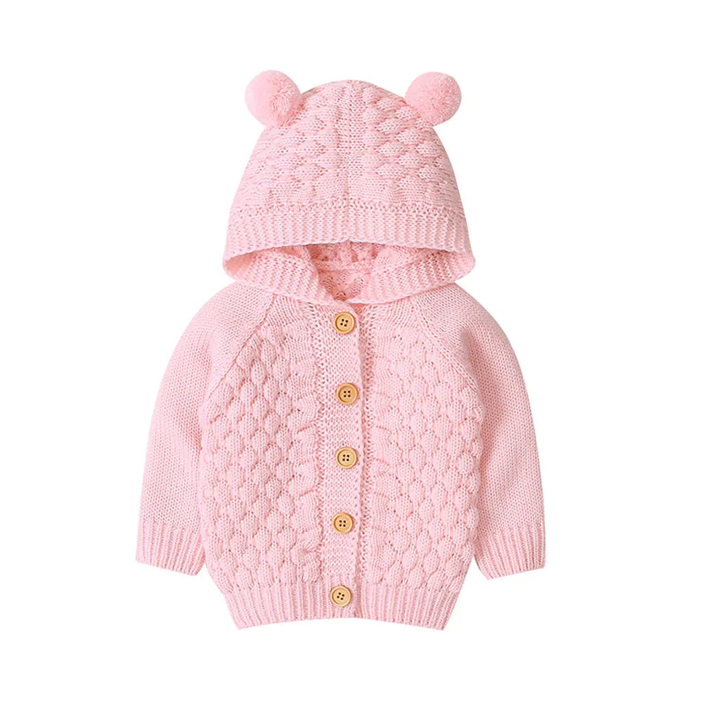 Children's Sweater Fur Ball Hooded Knitted Jacket