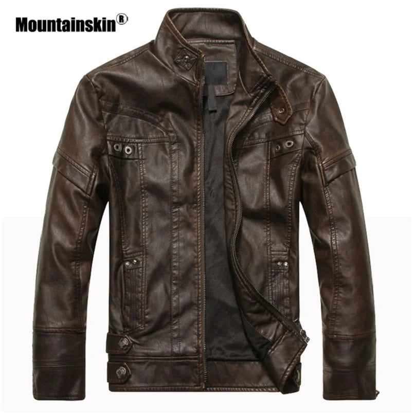 Vestes en cuir pour hommes Mountainskin veste de moto en PU pour hommes manteaux en cuir décontractés d'automne Slim Fit vêtements de marque pour hommes SA588 