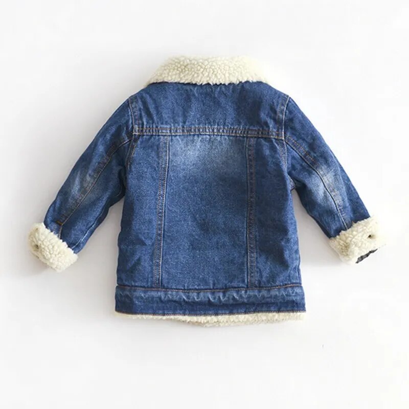 Jacket For Girls Boys Autumn Winter Plus Cashmere Thicken Jeans Coat Children Clothes Warm Fashion Baby Denim Jackets