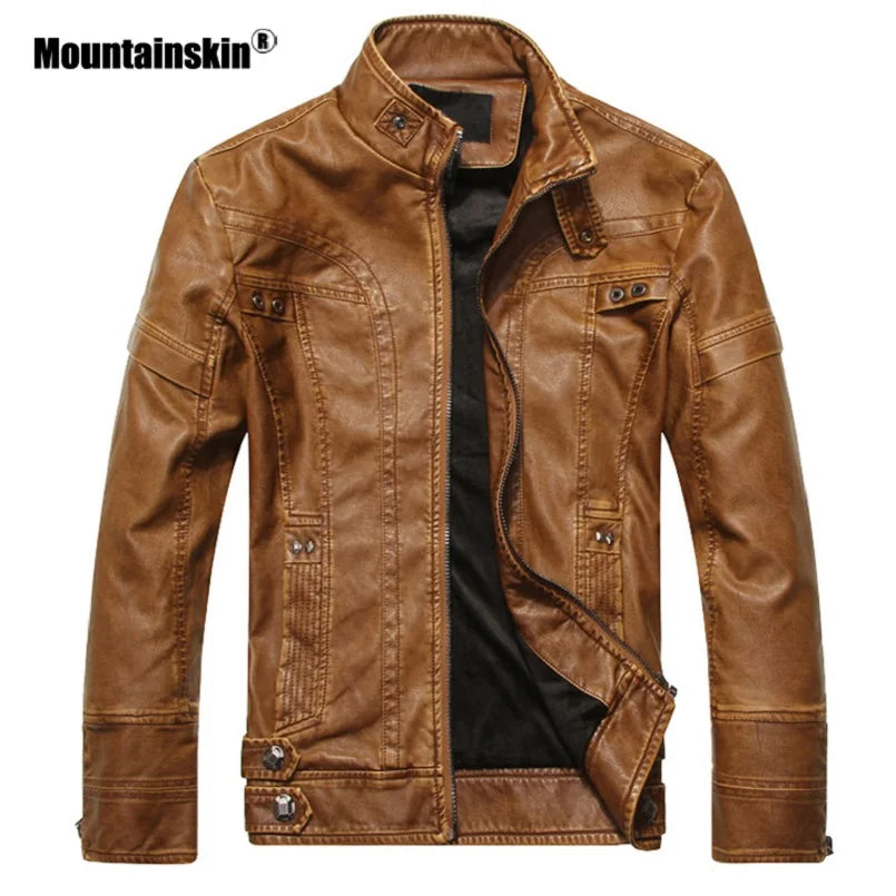 Vestes en cuir pour hommes Mountainskin veste de moto en PU pour hommes manteaux en cuir décontractés d'automne Slim Fit vêtements de marque pour hommes SA588 