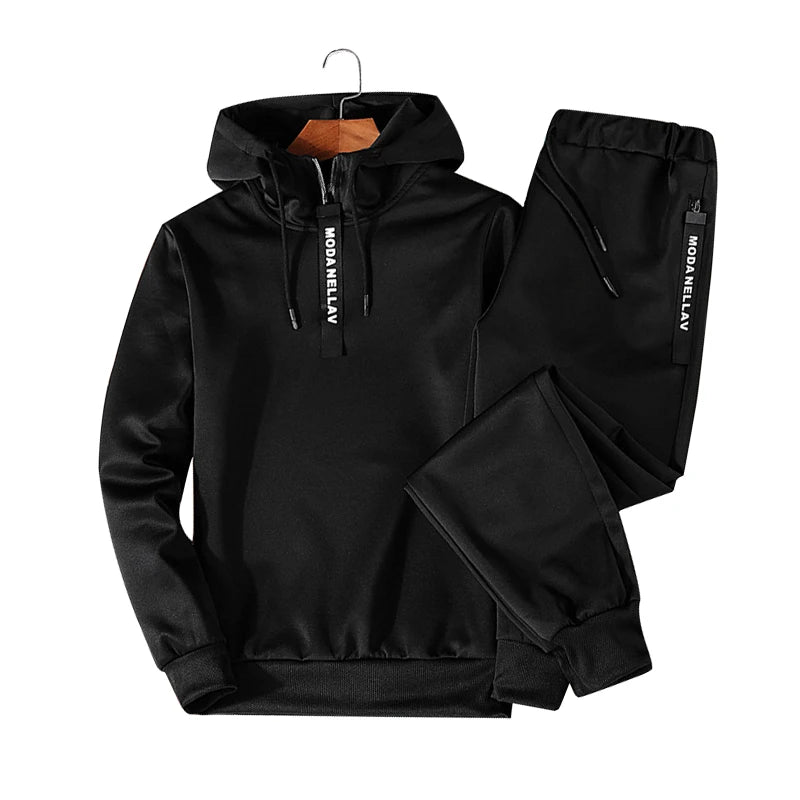 Men Tracksuit Set Autumn Winter Hooded Sweatshirt Drawstring Outfit Sportswear 2020 Male Suit Pullover Two Piece Set Casual