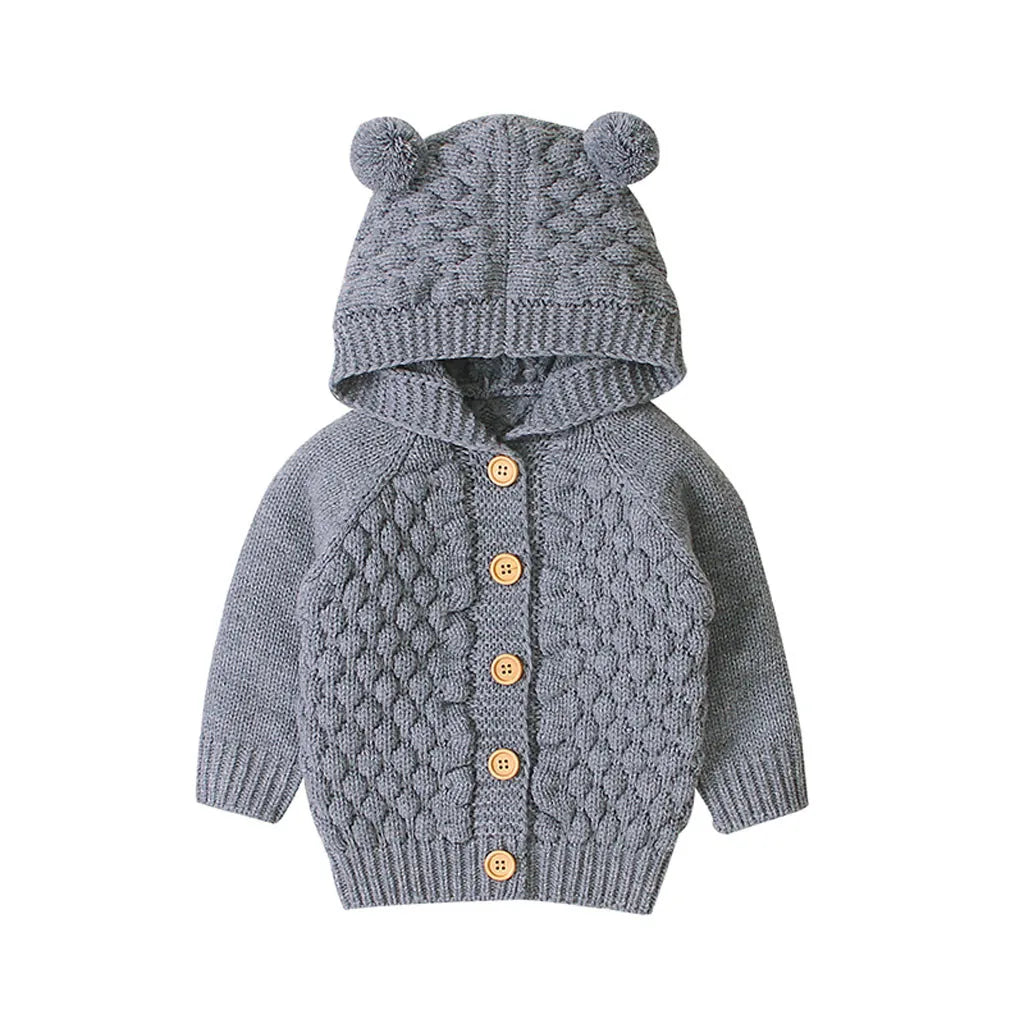 Children's Sweater Fur Ball Hooded Knitted Jacket