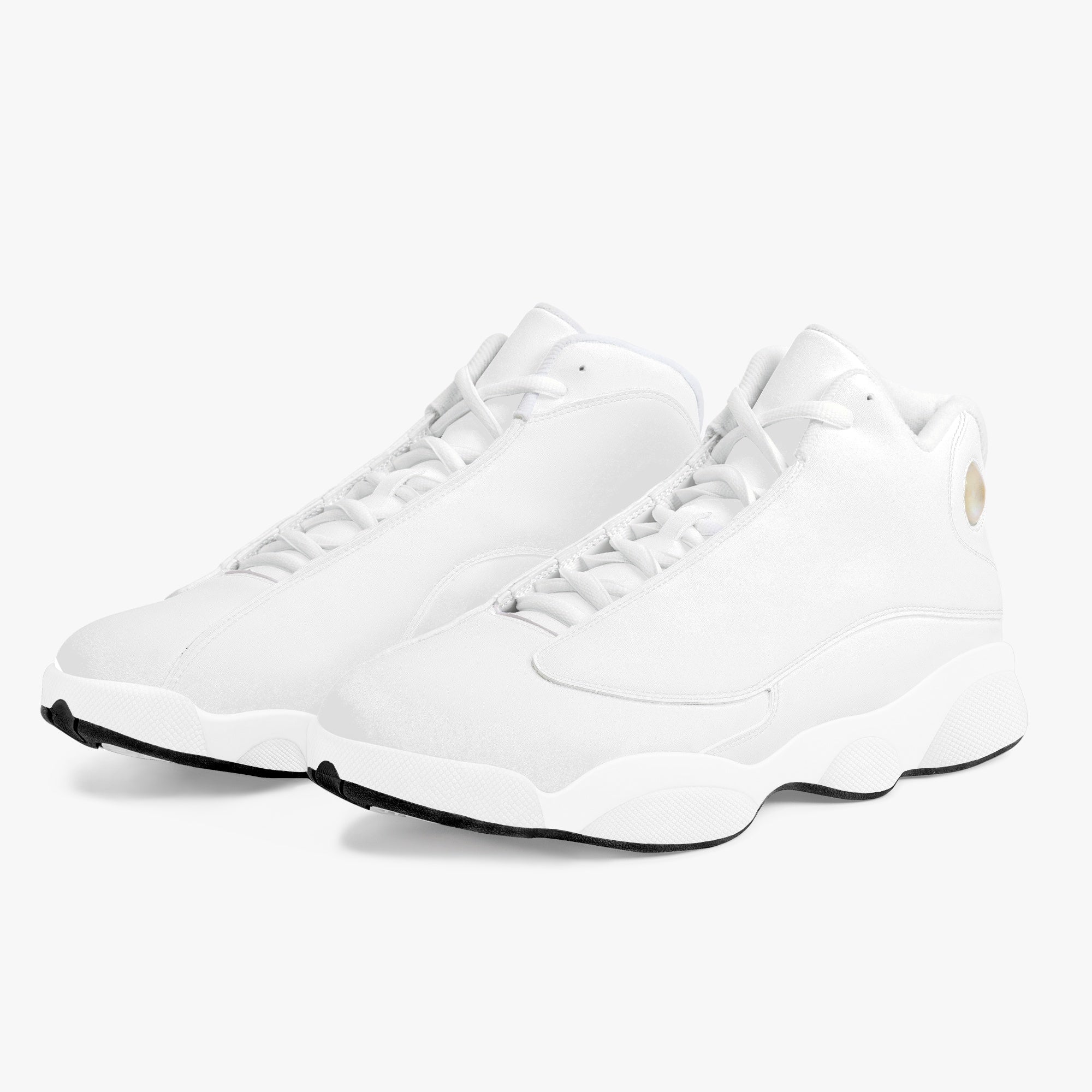 TREADZ by YOU AJ13 High-Top Leather Basketball Sneakers - White