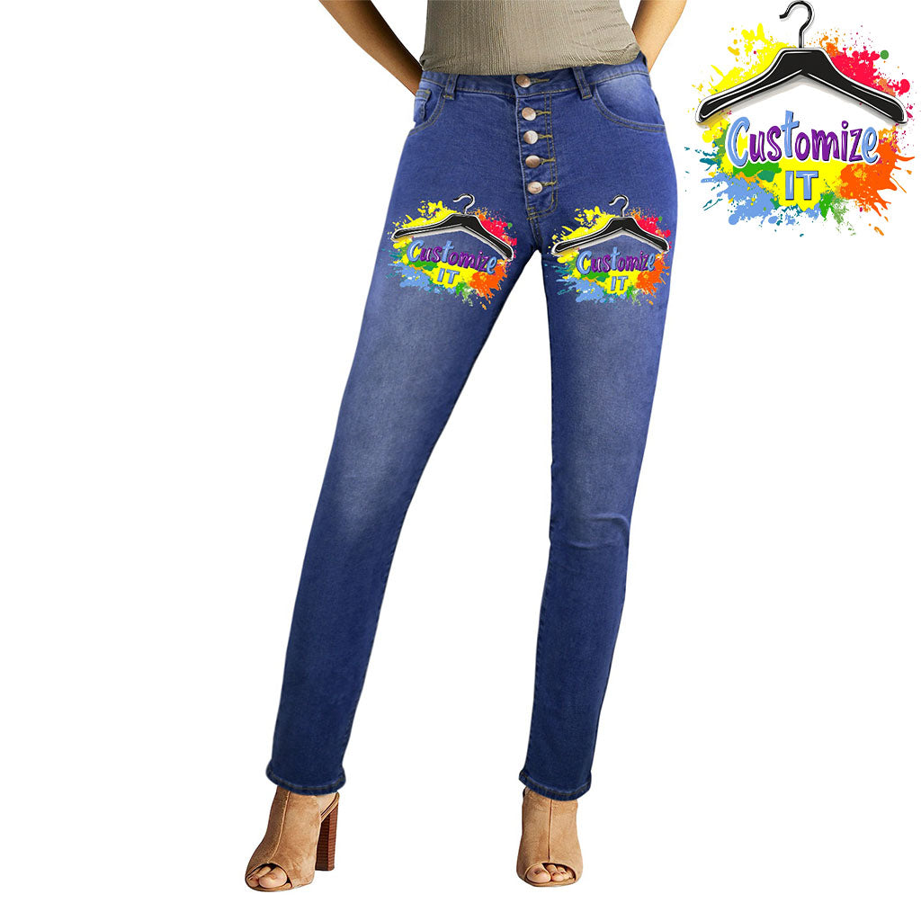 Qreatrz Customizable Women's Jeans (Front & Back Printing)