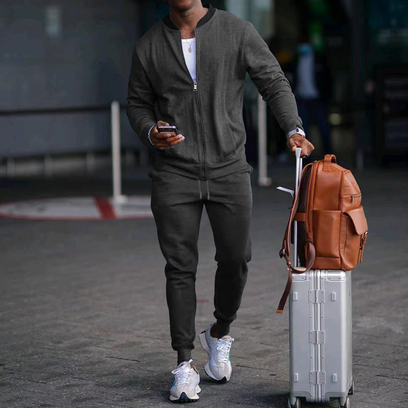 Veste de costume décontractée à col de baseball de couleur unie pour hommes 