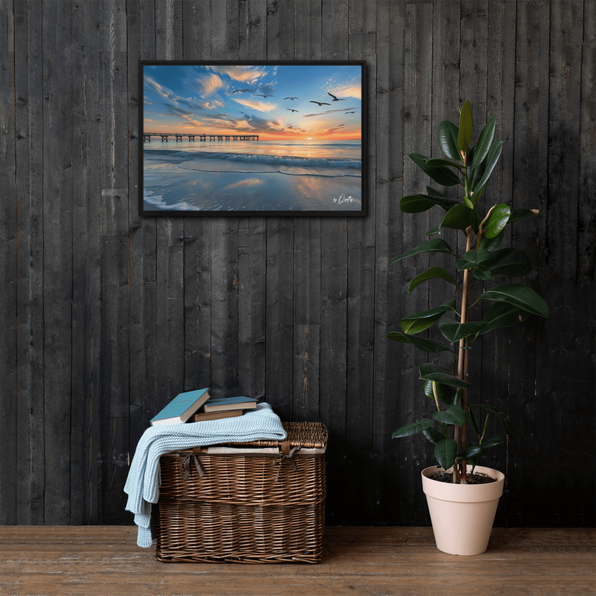 "A Day at the Pier" Framed Canvas - Qreatrz Fashion and Design LLC