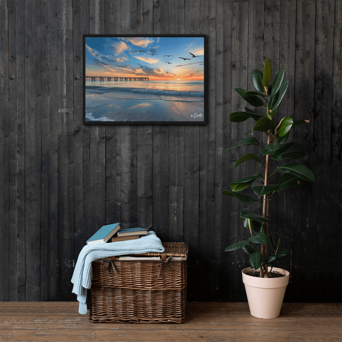 "A Day at the Pier" Framed Canvas - Qreatrz Fashion and Design LLC