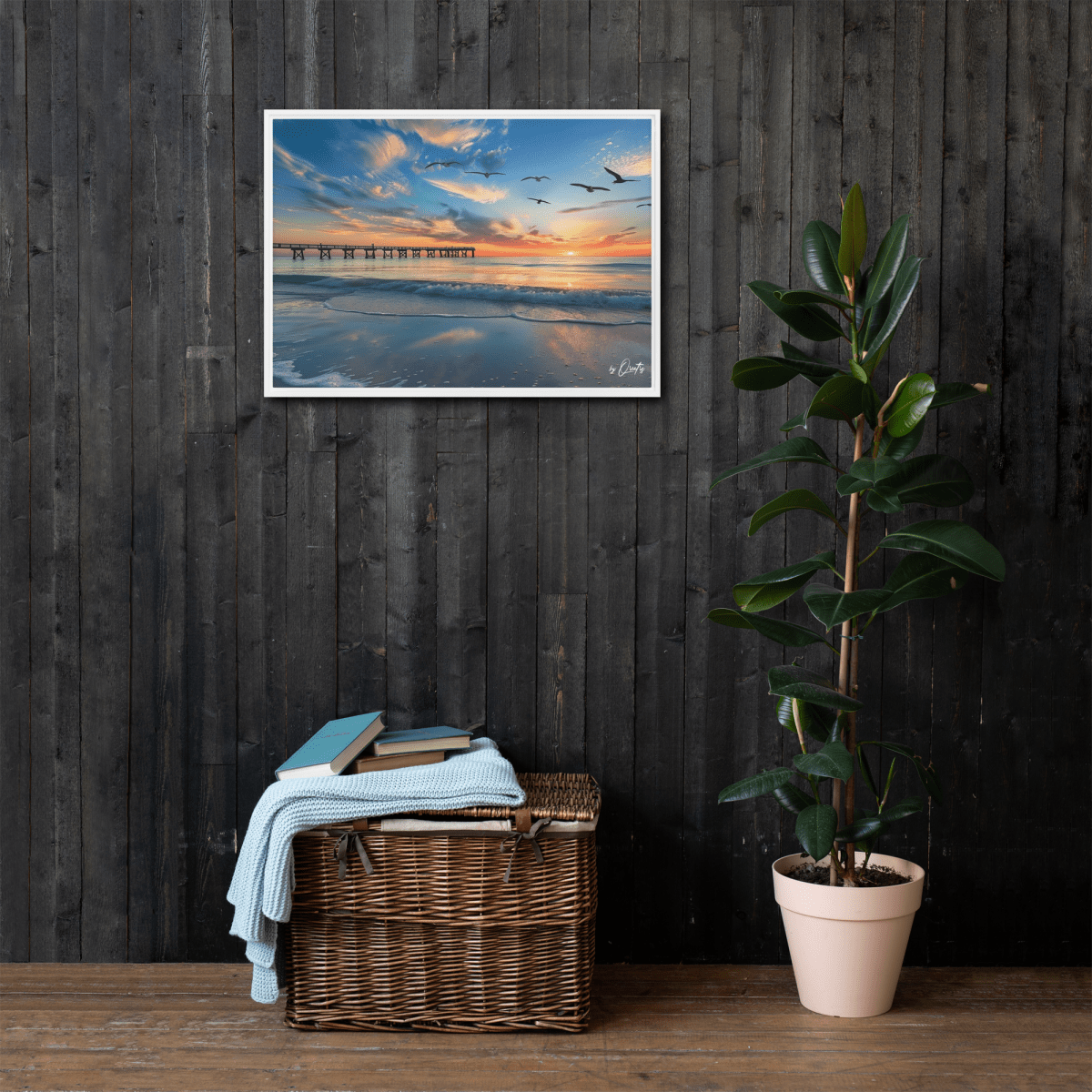 "A Day at the Pier" Framed Canvas - Qreatrz Fashion and Design LLC