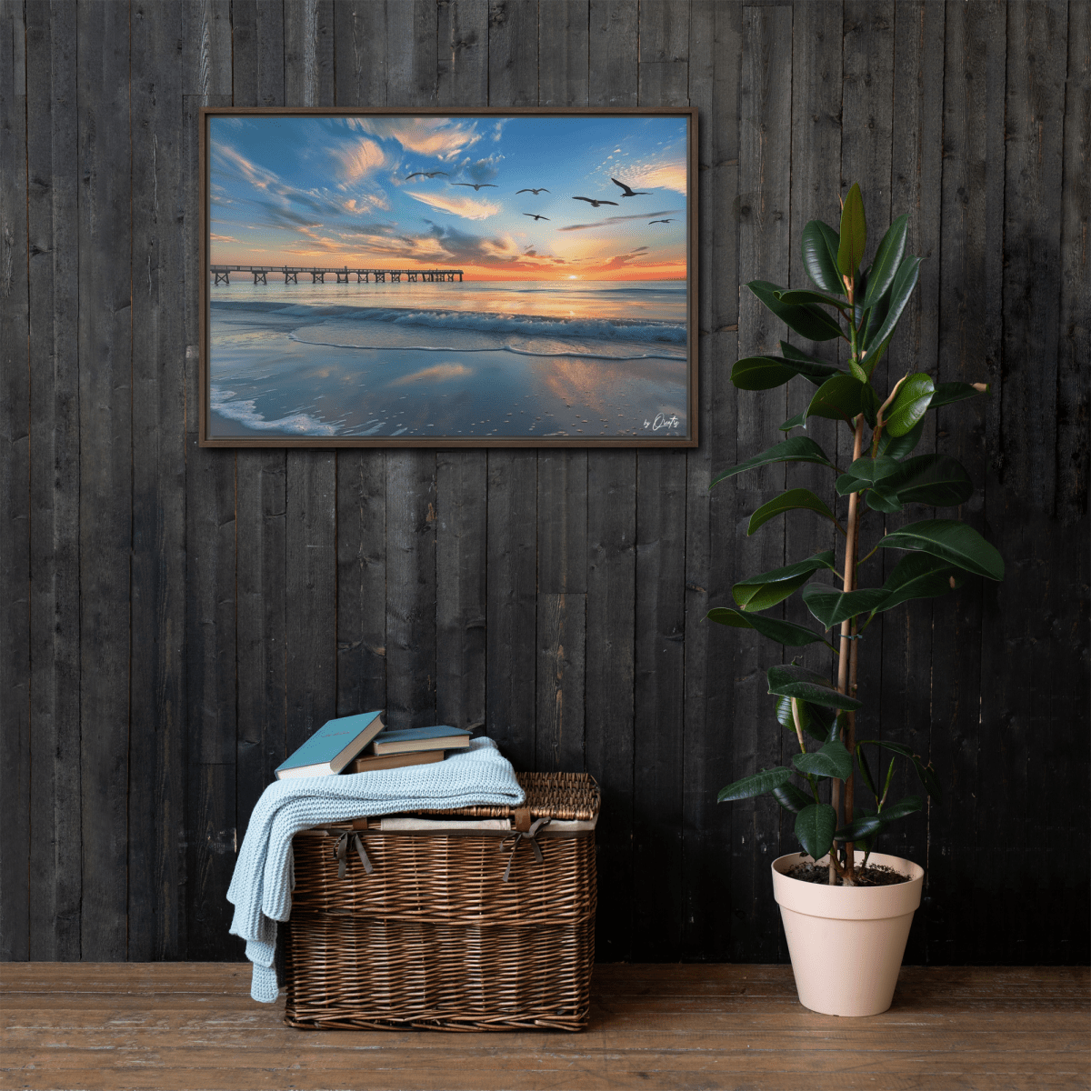 "A Day at the Pier" Framed Canvas - Qreatrz Fashion and Design LLC